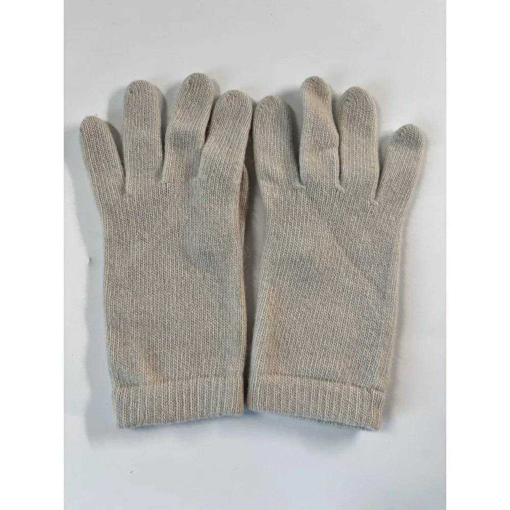Portolano Gloves Womens One Size Beige 100% Cashmere Knit Soft Warm Winter